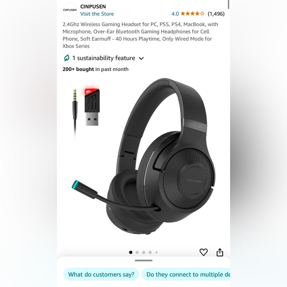 Cinpusen UG-01 Gaming Headset - Black